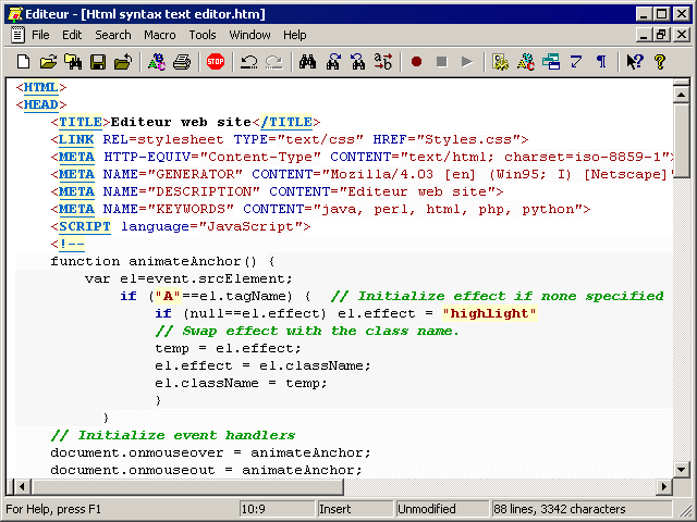 highlight text java