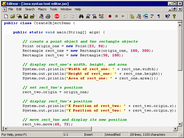 java text editor